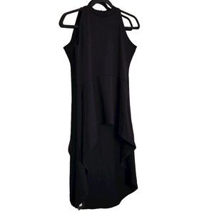 NWT F&F Studio Black Peplum High/Low Top with Train, Size M